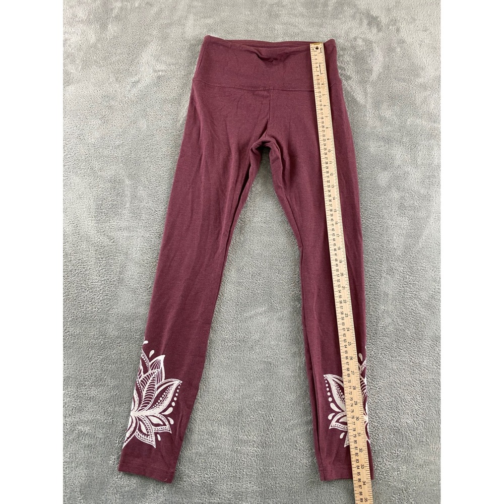 Balance Collection Womens Burgundy Lotus Graphic High Waisted Leggings Size S - Picture 6 of 13
